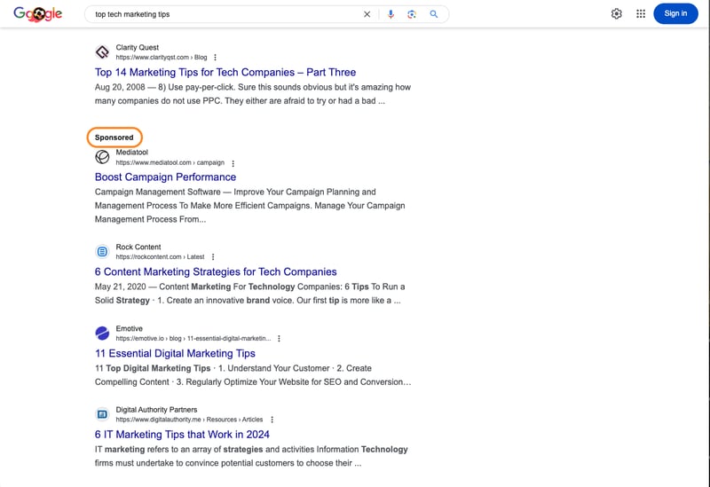 Mixed with Results Ad Example