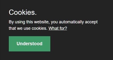GDPR non-compliant cookie notice