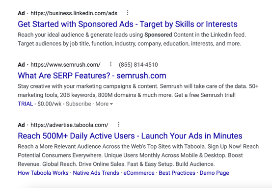 Google SERP page one