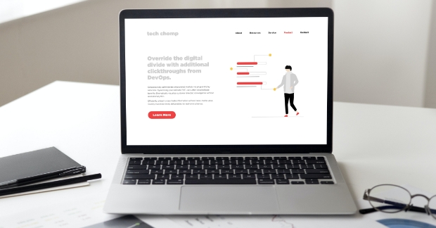 Bad website design shown on laptop screen