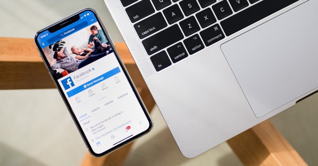 Business Facebook page on mobile device