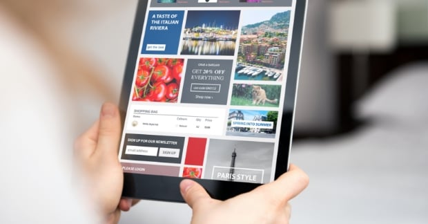 Page of digital display ads shown on iPad
