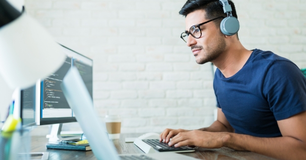 Developer working on multiple computers