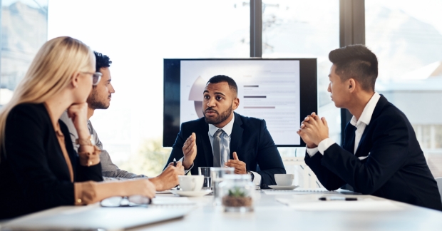 Sales team discussing communication plan