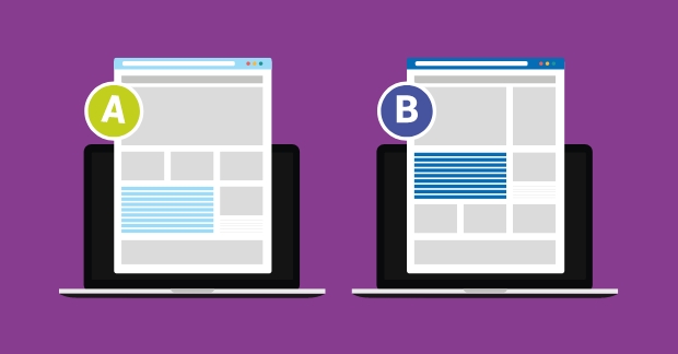 Illustration showing laptops A/B testing