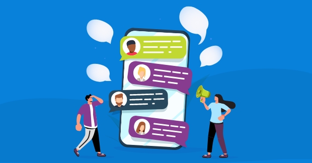 Illustration showing multiple conversations between eachother