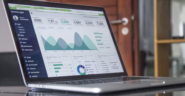 laptop showing marketing data 