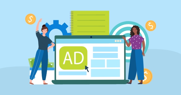 illustration of laptop showing different PPC